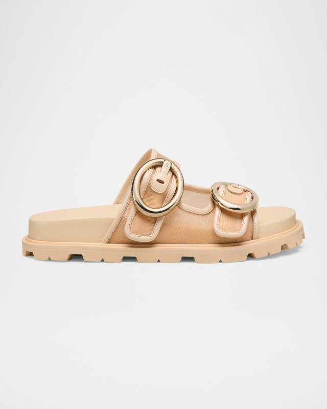 Benni Mesh Leather Dual-Strap Sport Slide Sandals